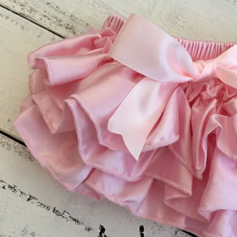 Детская атласная подгузник с оборками розовая|satin ruffle bloomers|ruffle bloomersbaby bloomers |