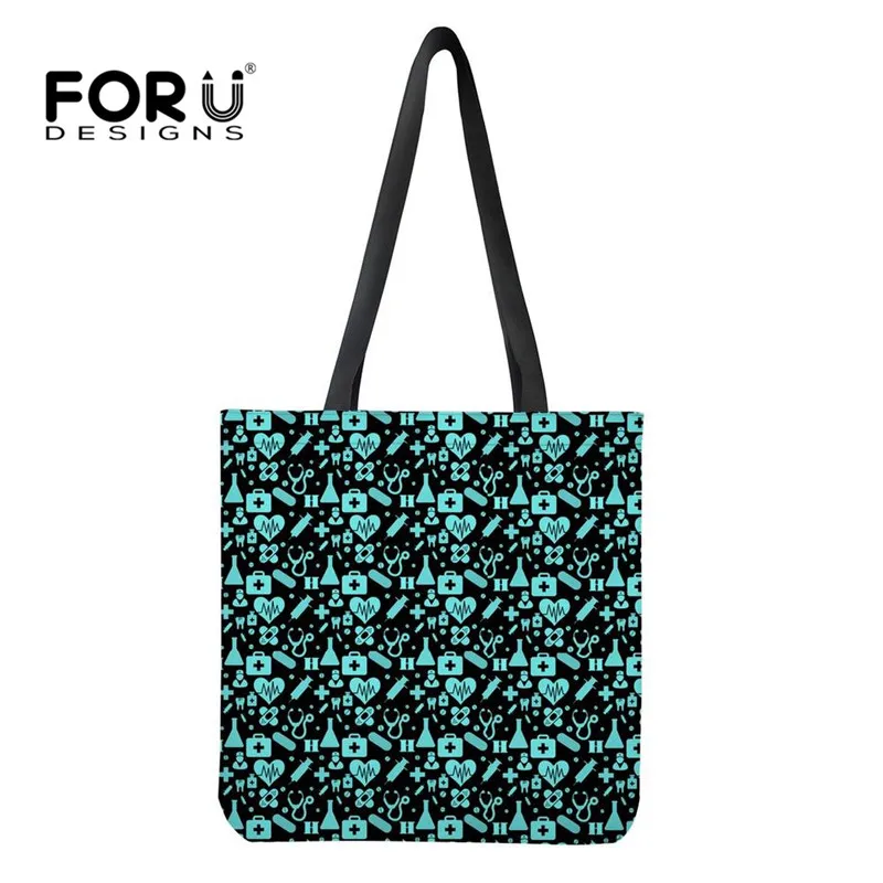 FORUDESIGNS/сумки для покупок с рисунком медсестры, повседневная женская Льняная сумка, экологичные большие холщовые сумки, сетка для хранения - Цвет: HXA313Z22