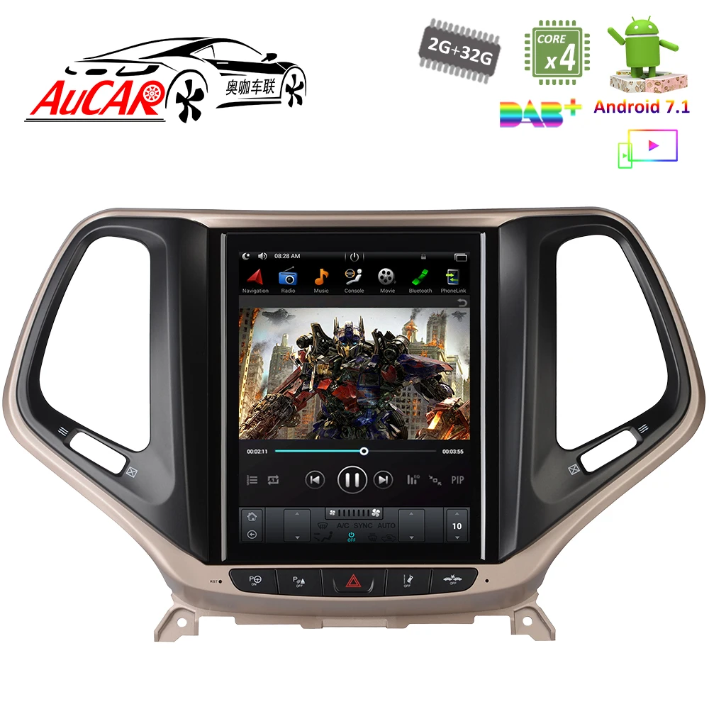 Android 7 1 10 4 "Тесла стиль для Jeep Cherokee GPS многофункциональный 2014 DVD плеер Bluetooth радио