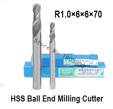 

10PCS lengthening R1.0 high speed steel ball end milling cutter, straight shank white steel cutter, R alloy milling cutter