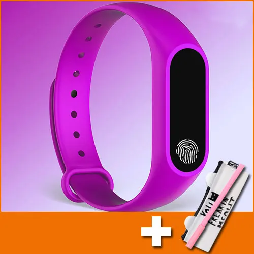 purple with gift Электронные умные часы, детские часы для девочек и мальчиков, умные часы, детский спортивный браслет, умный браслет, фитнес-трекер с подарком - Цвет: purple with gift