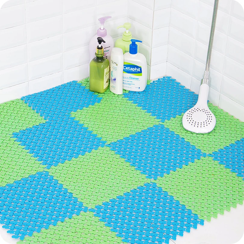 4pcs/set Creative mosaic bathroom floor mats non-slip massage bath shower toilet waterproof | Дом и сад