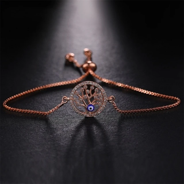 Rose Gold Новое поступление, ювелирные изделия, золото/серебро/розовое золото/черное дерево жизни, сглаза, браслеты для женщин и мужчин, браслеты с подвесками - Окраска металла: Rose Gold