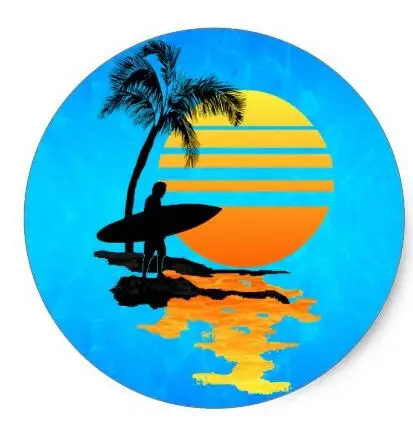 

1.5inch Surfing Sunrise Classic Round Sticker