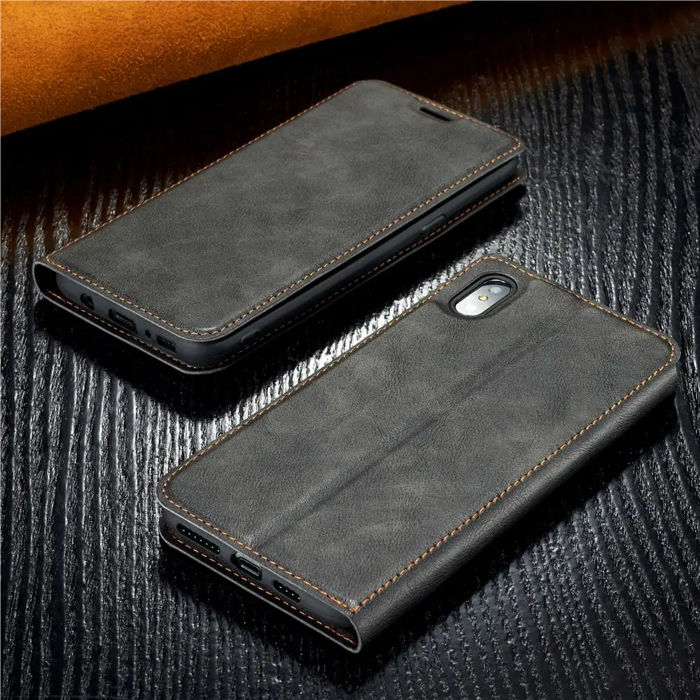 Guuds Ультра Тонкий Ретро Простой Магнитный всасывающий кожаный флип чехол для iPhone