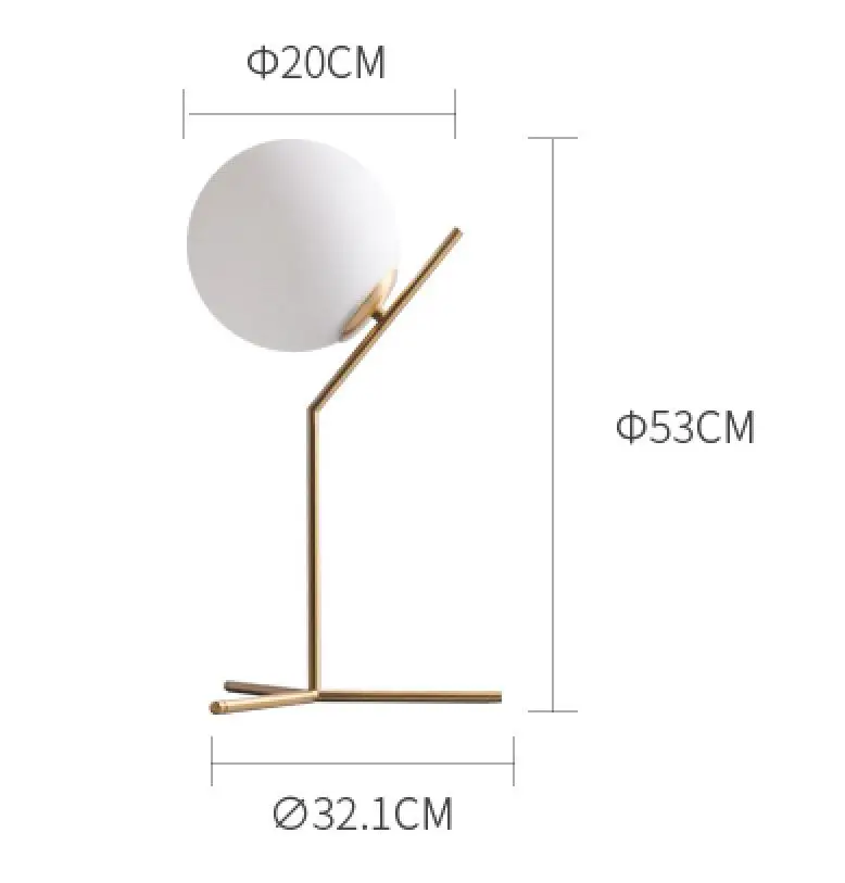 Height 530mm MDWELL современный скандинавский Стеклянный Шар Настольная лампа ретро Винтажная настольная лампа E27 Лофт для спальни рядом с лампой позолоченный ЕС США штекер - Цвет абажура: Height 530mm