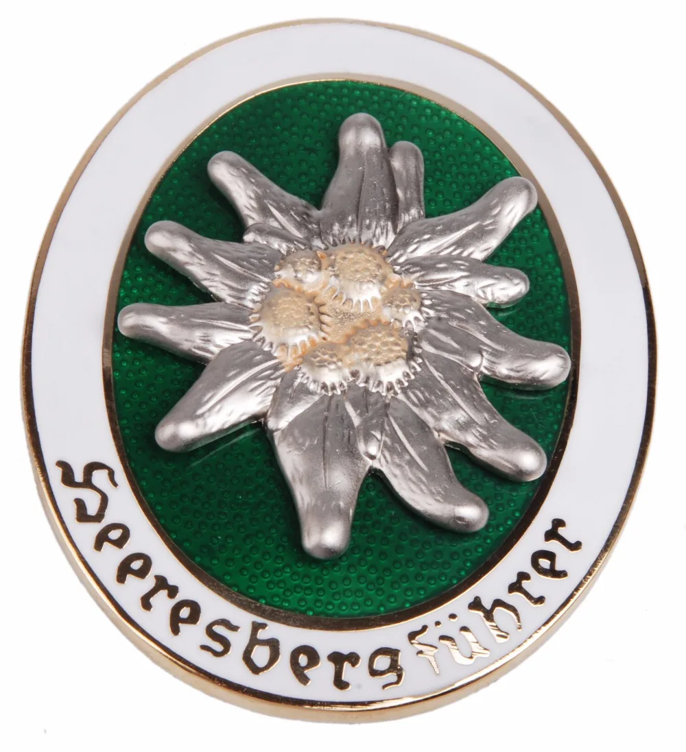 

WWII GERMAN MOUNTAIN TROOPS PARATROOPER EDELWEISS GOLD METAL BADGE AWARD