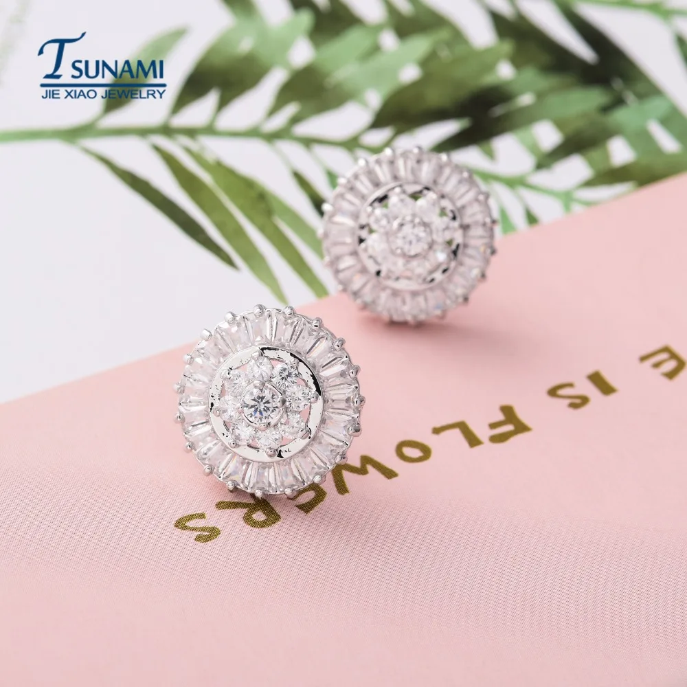 A famous brand of zircon earrings for women/girls An ear nail the round ladder ER-107 | Украшения и аксессуары