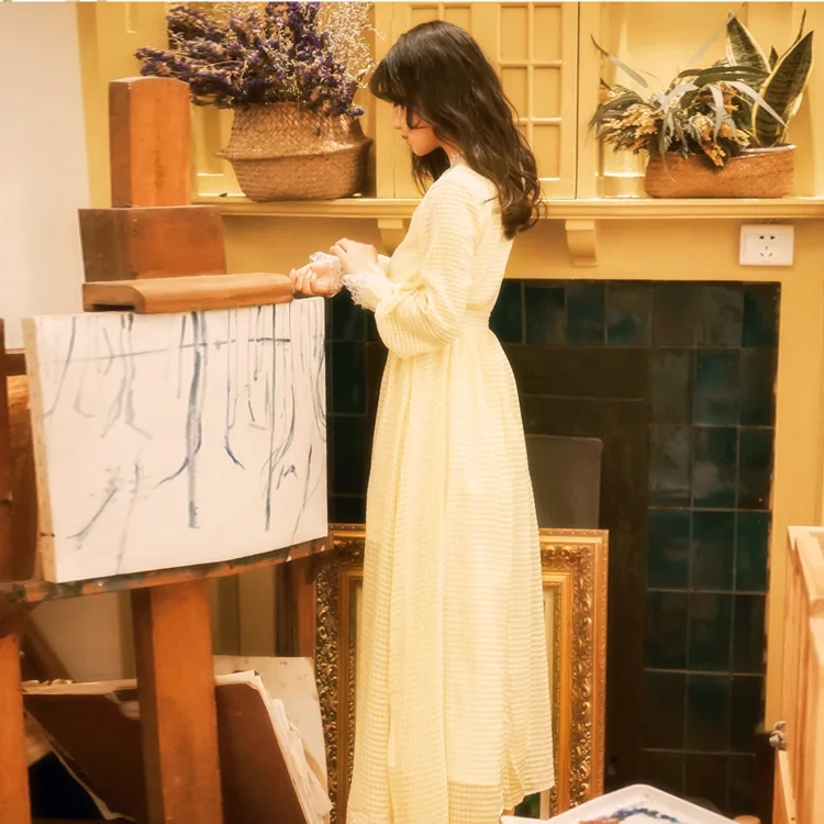 Весеннее элегантное платье в клетку женское макси стиле бохо лоскутное