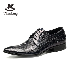 Мужские модельные туфли из натуральной кожи, черные итальянские модные брендовые деловые оксфорды на шнуровке, 2020
