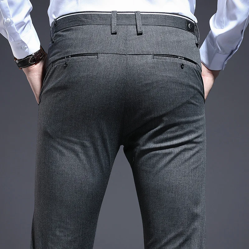 Men's Business Casual pants Spring and Summer New Slim Pants Korean Pinstriped Micro-elastic Trousers Large Size | Мужская одежда