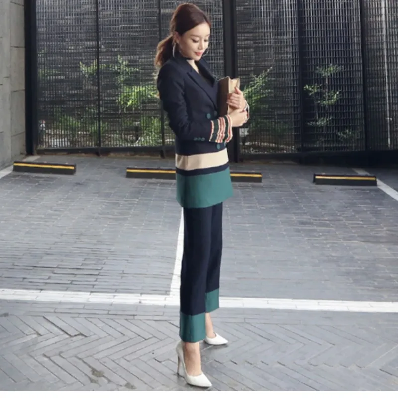 Женские Брючные костюмы из 2 предметов повседневные офисные деловые комплекты