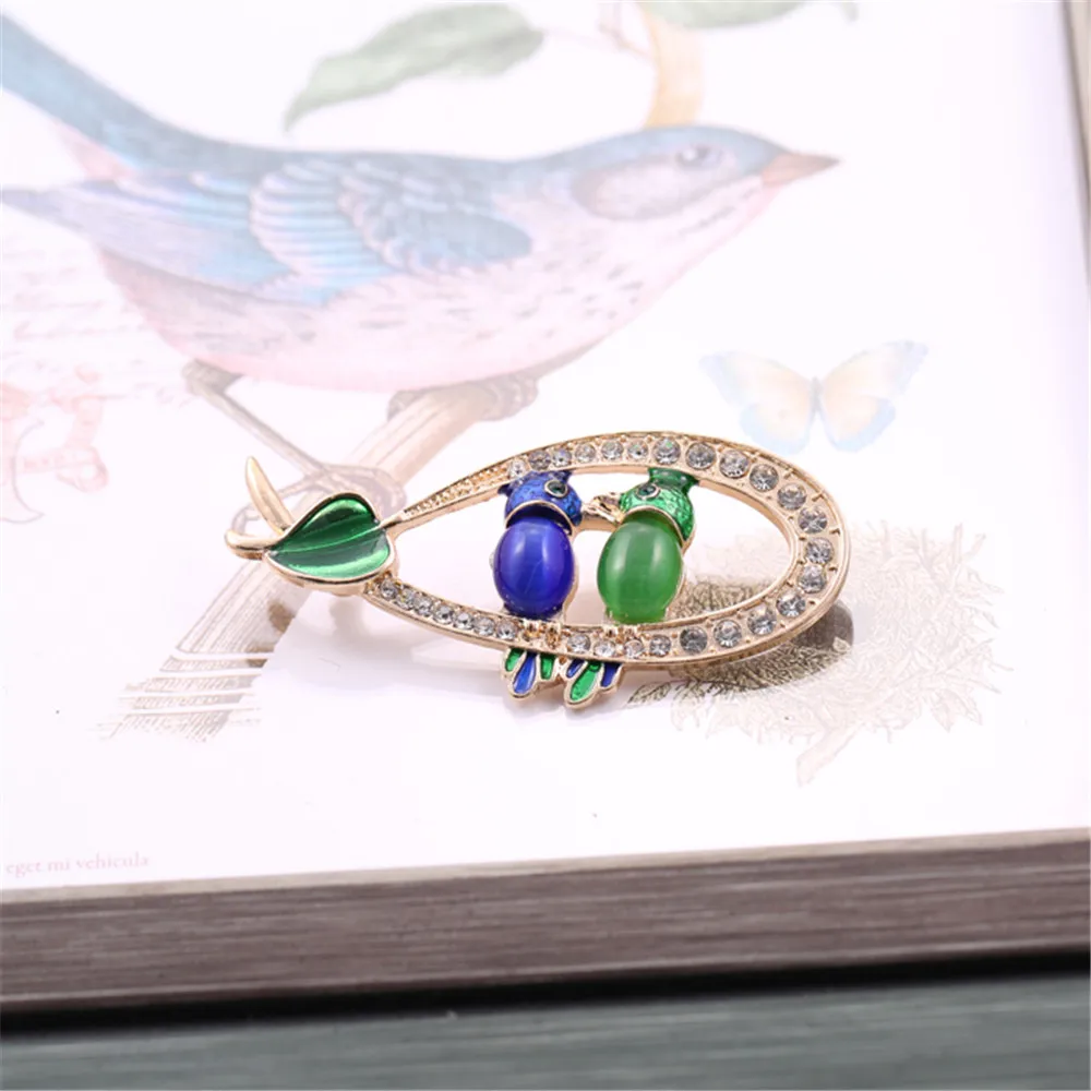 XQ с бесплатной доставкой новые капли опаловой глазури птицы грудной цветок брошь