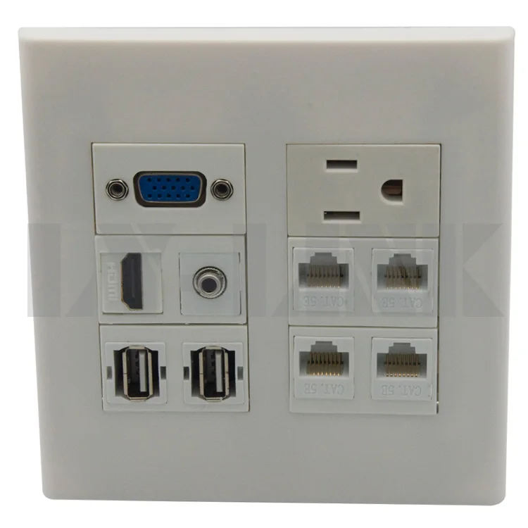 Лицевая панель 120X120 мм VGA HDMI 3 5 аудио USB RJ45 CAT5 и настенная питания переменного тока