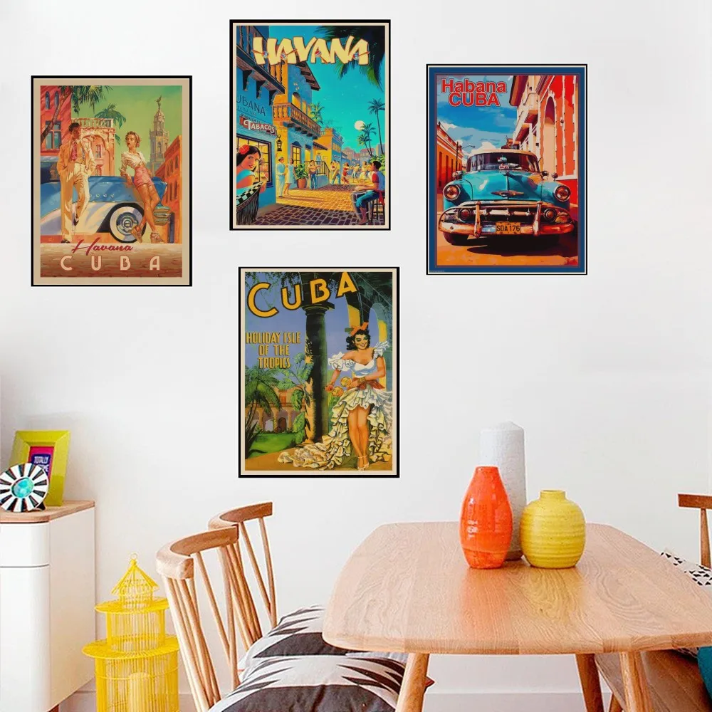 Винтажные настенные постеры из крафт-бумаги для путешествий на Кубу Гавана
