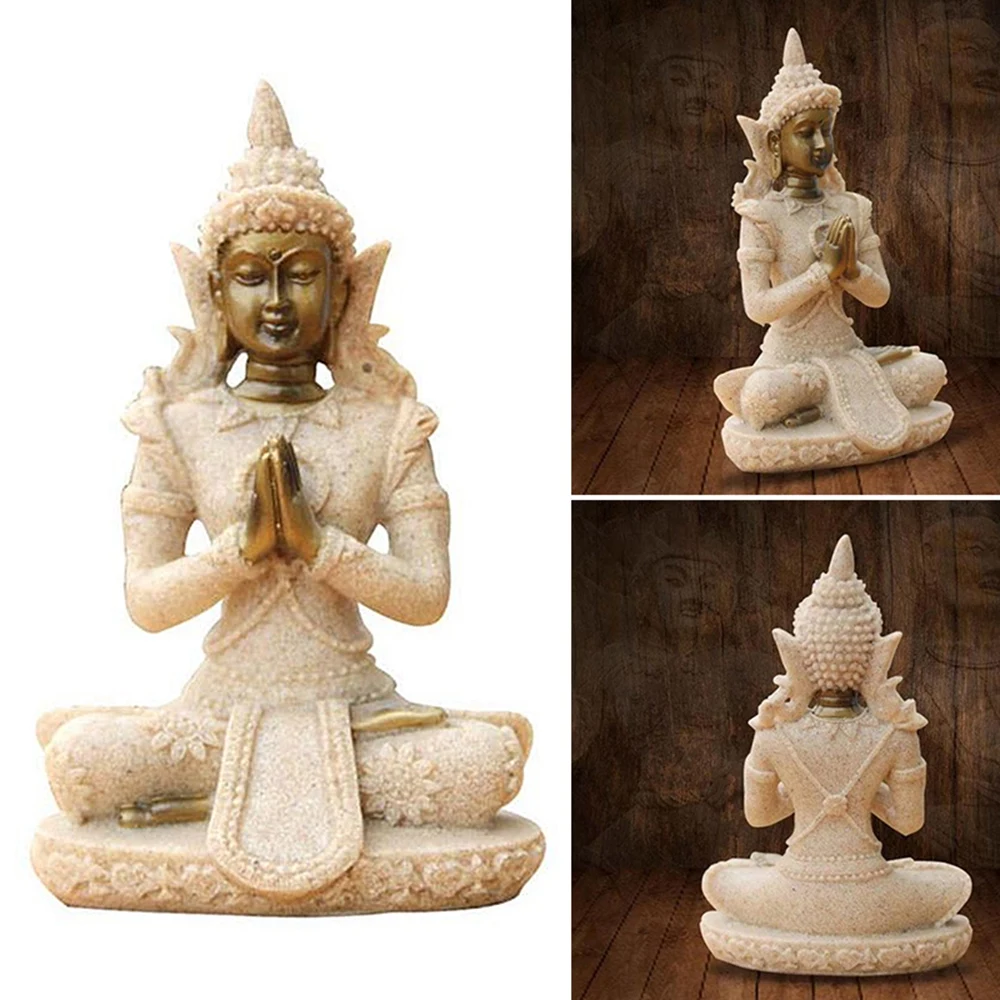 Статуя Будды Шакьямуни из песчаника Сидящая фигурка амитха фэн-шуй | Дом и сад