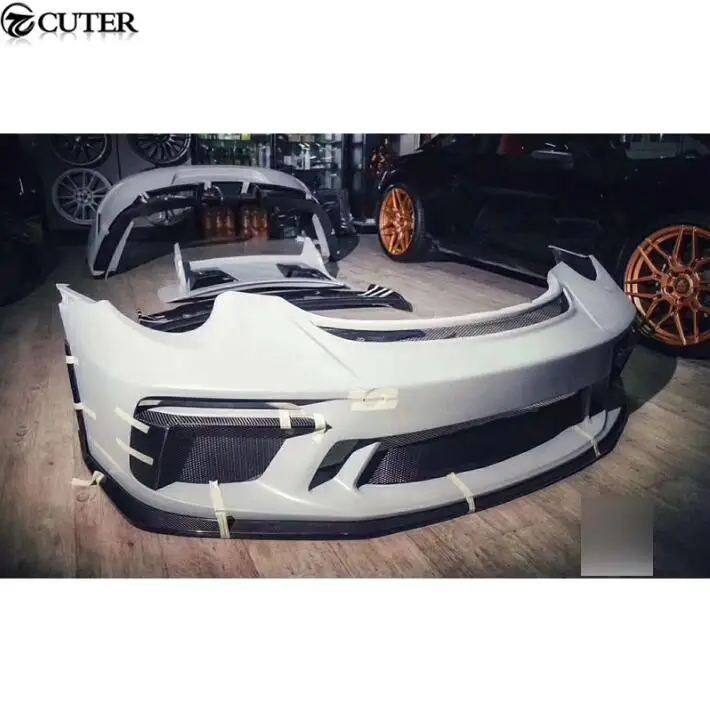 with carbon fiber 991,2 GT3 стильный комплект кузова переднего бампера заднего бампера боковые юбки задний спойлер для Porsche 911 Carrera 991,2 GT3 Комплект кузова 16-18 - Цвет: with carbon fiber