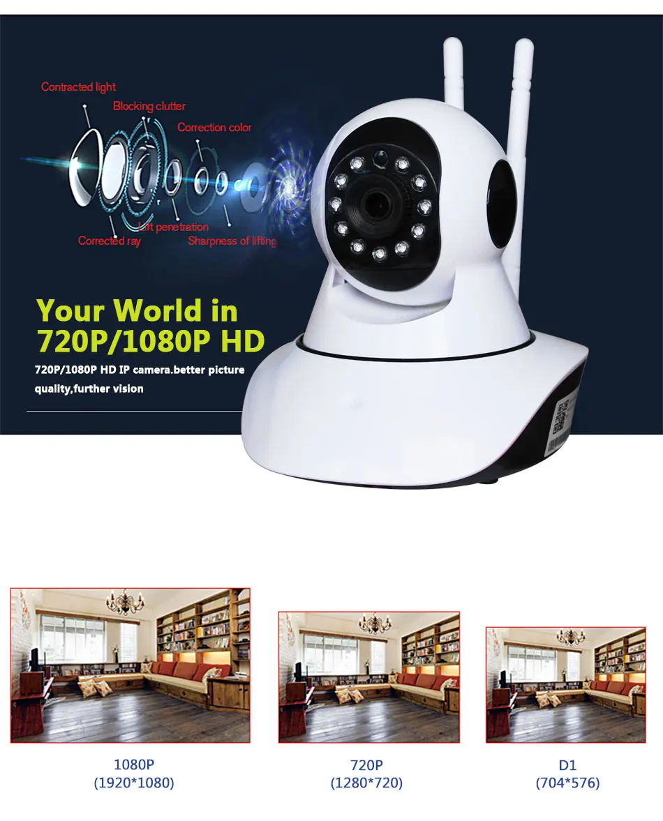 Pan Tilt 1080P Wifi Full 355 градусов вращение 720P камера Аудио беспроводная SD карта P2P электронная почта оповещение ночной детский монитор