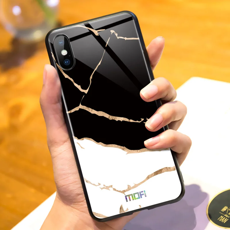 Роскошный чехол из закаленного стекла для iphone X задняя крышка Mofi футбола