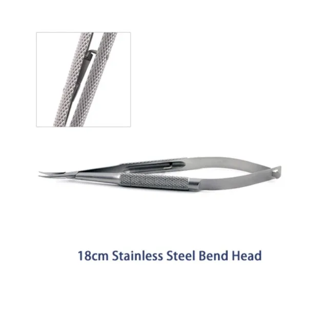 18cm bend head 12,5 см 14 см 16 см фиксатор Иглодержатель офтальмологический инструмент Иглодержатель косметический контактный зажим титановый Пинцет хирургические инструменты - Цвет: 18cm bend head