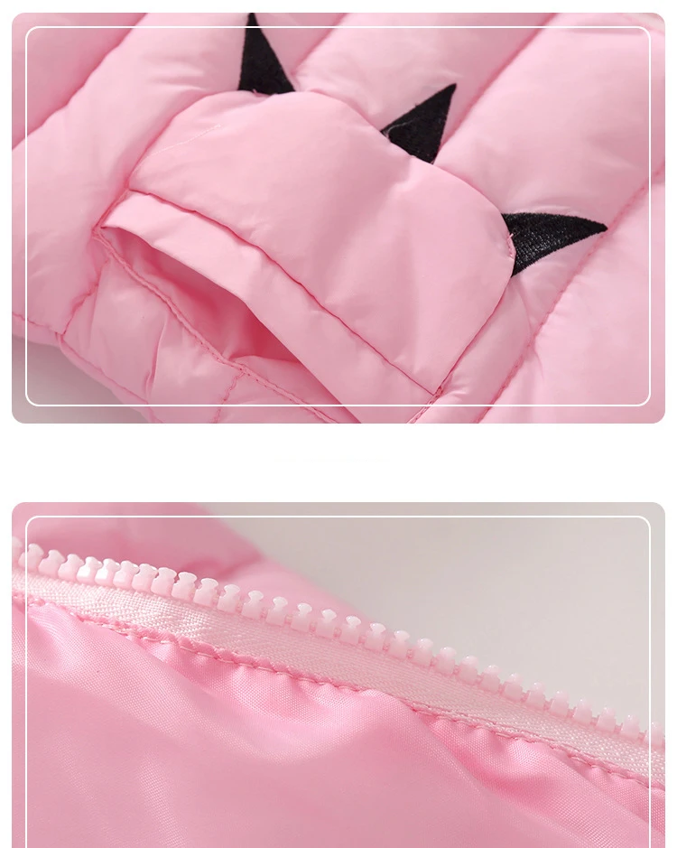 2017 New Brand Korean Cute Cat Cotton-padded Clothes Baby Girls/Boys Hooded Zipper Cartoon Down/Parkas Kids Jacket/Outerwear Top |