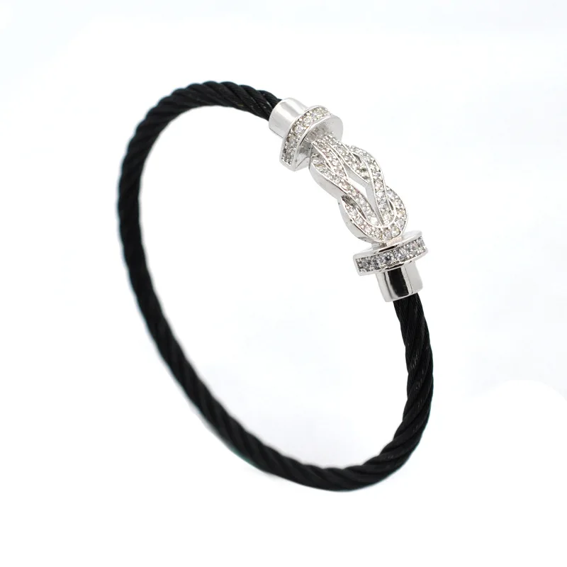 J. hanghe bijoux acier inoxydable femme Hommes Роскошные браслеты с цирконием, браслеты с магнитной пряжкой, провода для мужчин и женщин, ювелирные изделия
