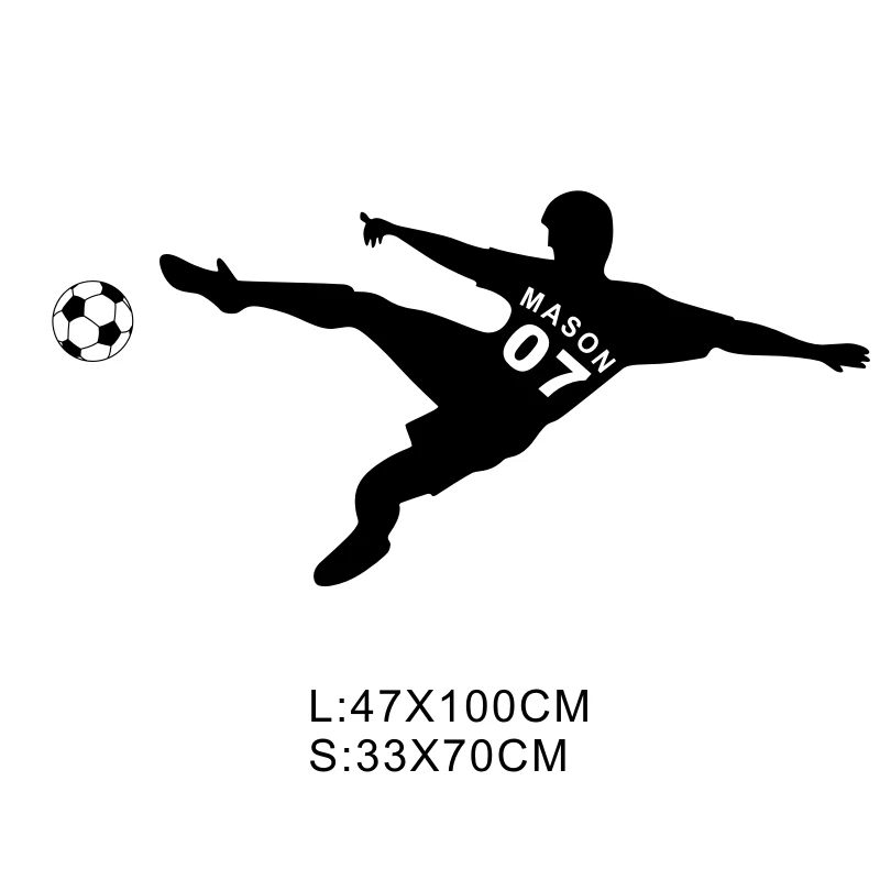 

Customized any Boys Name and Number Soccer Player Vinyl Wall Decal Sticker for Kids Room Decoration