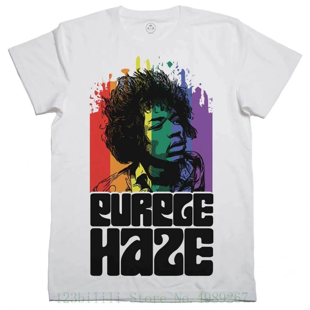 Футболка Jimi фиолетовая Haze Music Rock 70 s W Top Tee 100% Хлопковая мужская футболка с круглым