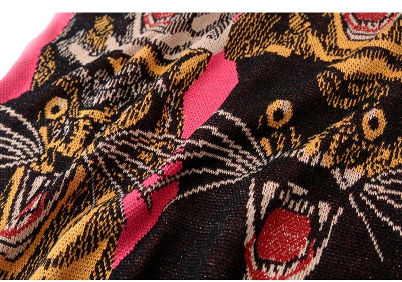 Chic Runway Wool Sweater 4 Leopard Jacquard Geometric Patchwork Winter Tops Knit Pullover Novelty Women New Designer Jumper | Женская