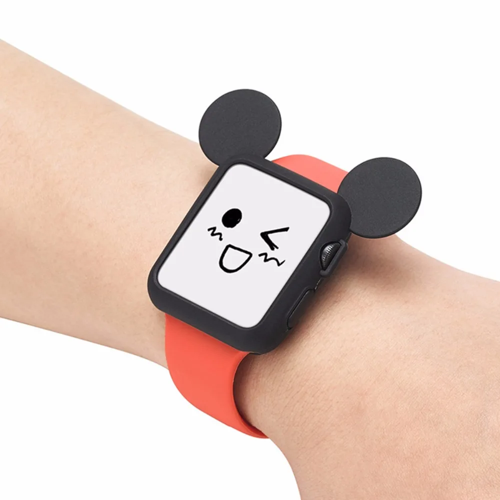 Чехол + ремешок для Apple Watch Band 42 мм 38 iwatch 4 band 44 40 силиконовый браслет с мультяшными