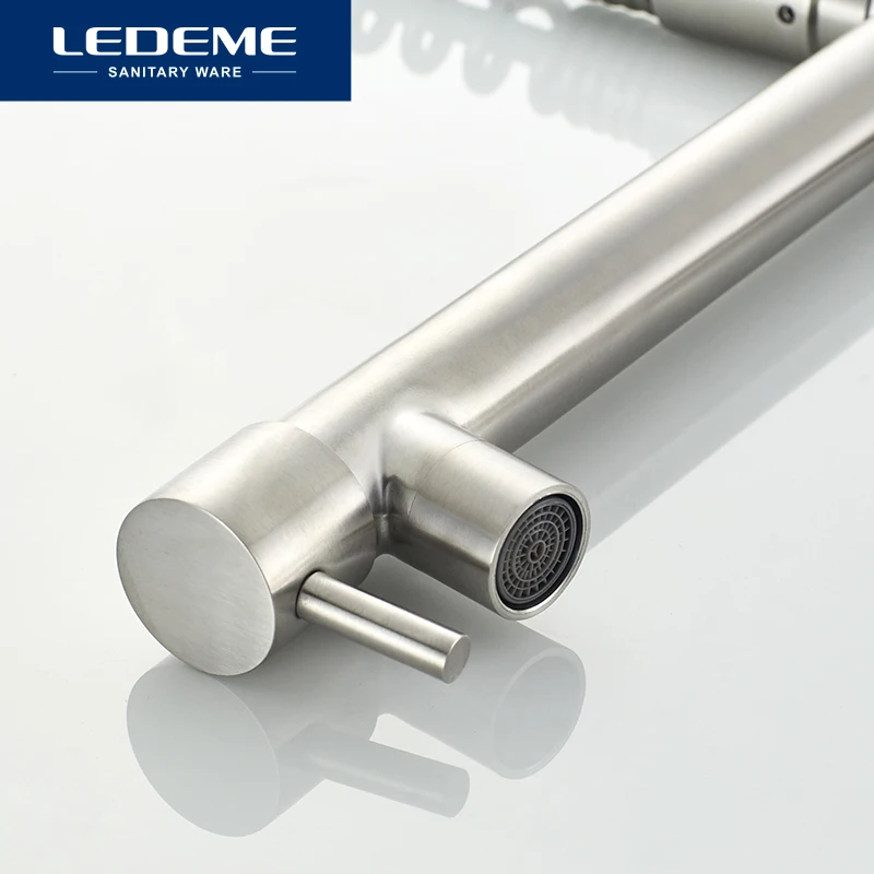 LEDEME смесители для кухни раковина Однорычажный Выдвижной пружинный носик кран из