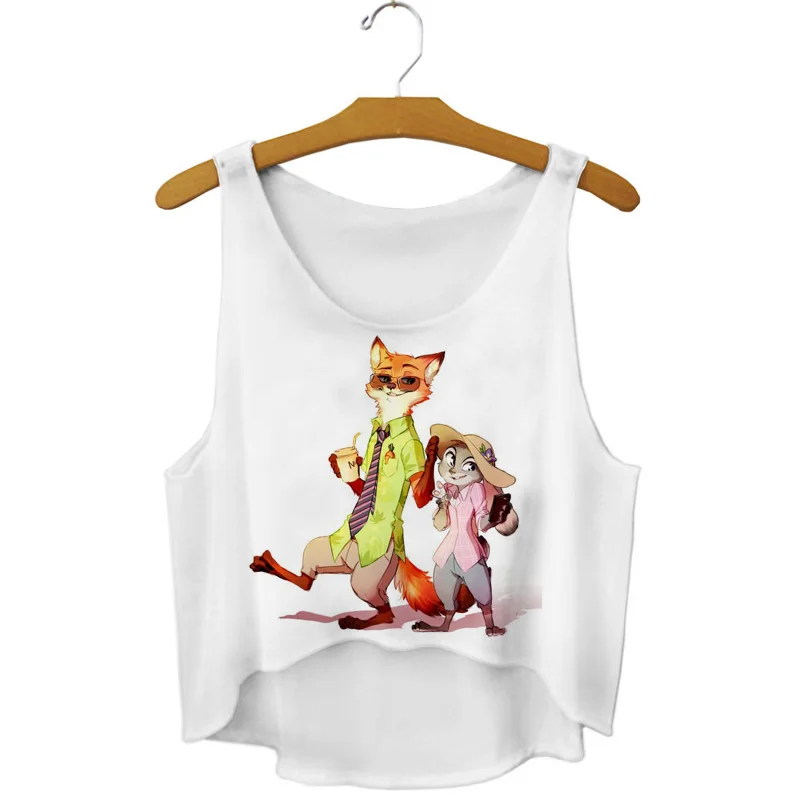 Dingtoll новые модные Мультяшные лисы Любовь Кролик кроп топы милые Kwaii Tumblr Топы Mujer