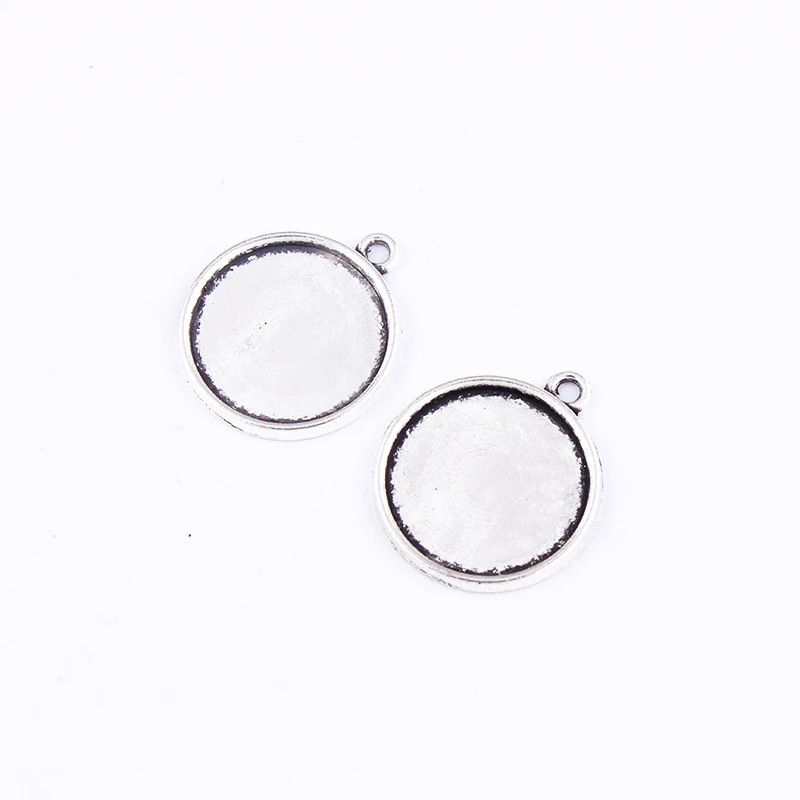10 шт. 18 мм Посеребренная круглая подвеска установка кабошона камея базовый лоток