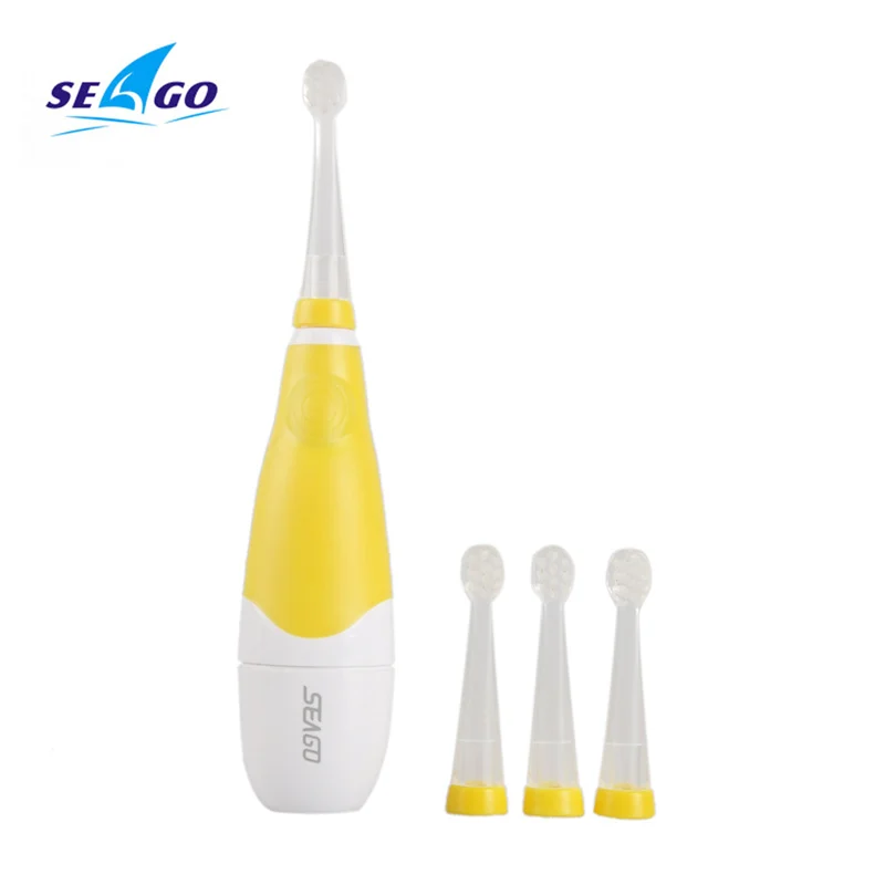 Цвет: желтый Seago SG-902 зеленая/желтая детская звуковая электрическая зубная щетка интеллектуальная Вибрация с светодиодный светильник и умным напоминанием для ребенка - Цвет: Цвет: желтый