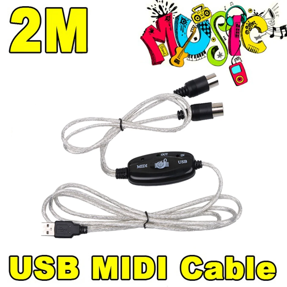 Kebidu клавиатура для ПК адаптер USB IN-OUT MIDI интерфейс Запись музыки конвертер 2 м линия для монтажа музыки MIDI-USB кабель