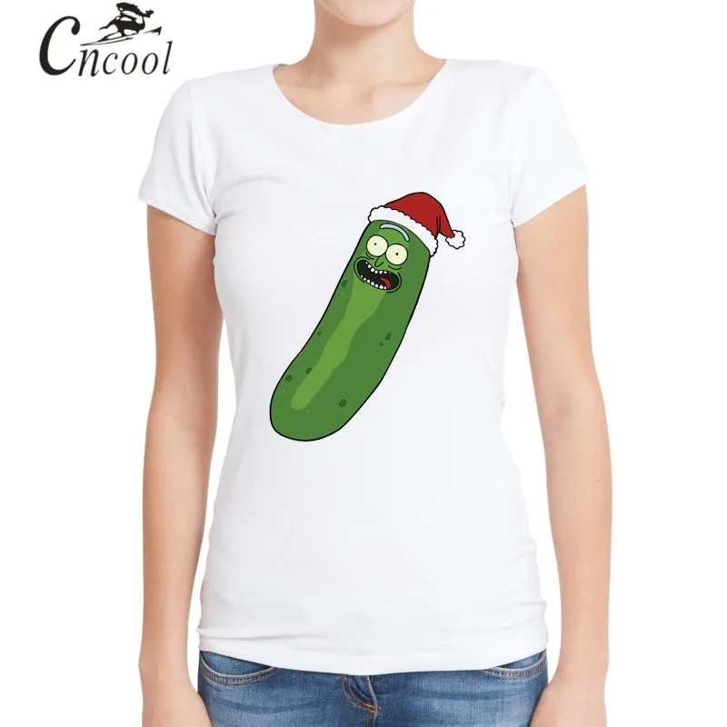 Cncool Рождество шляпа рассольник Рик Для женщин футболки и Морти Футболка с