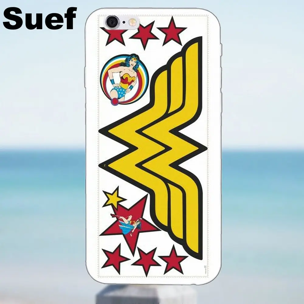 Suef уникальный Wonder Woman логотип мягкий ТПУ горячие продажи для iPhone X 4 4S 5 5S 5C SE 6 6S 7 8 Plus