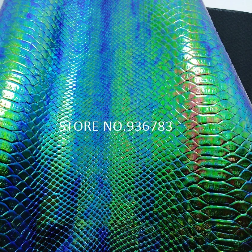 M006-2 30X134 см тисненая искусственная кожа под змеиную кожу питона, перламутровая змея из искусственной кожи зеленого цвета
