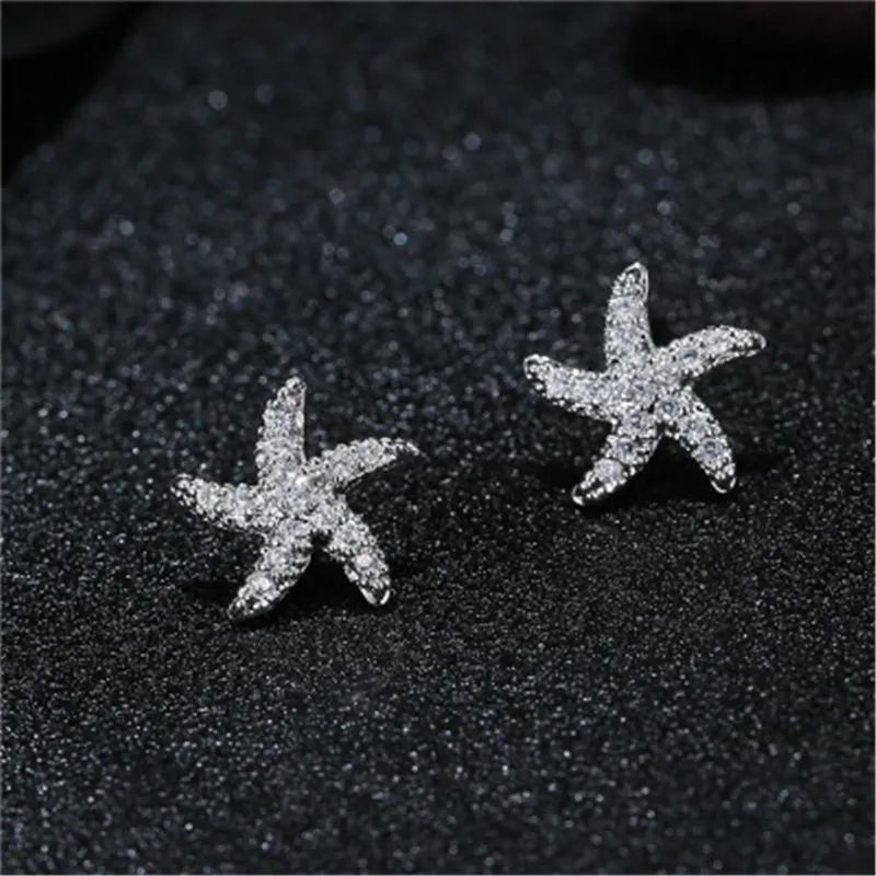 Элегантный Шарм серебро 925 Морская звезда Серьги-гвоздики для Для женщин полный
