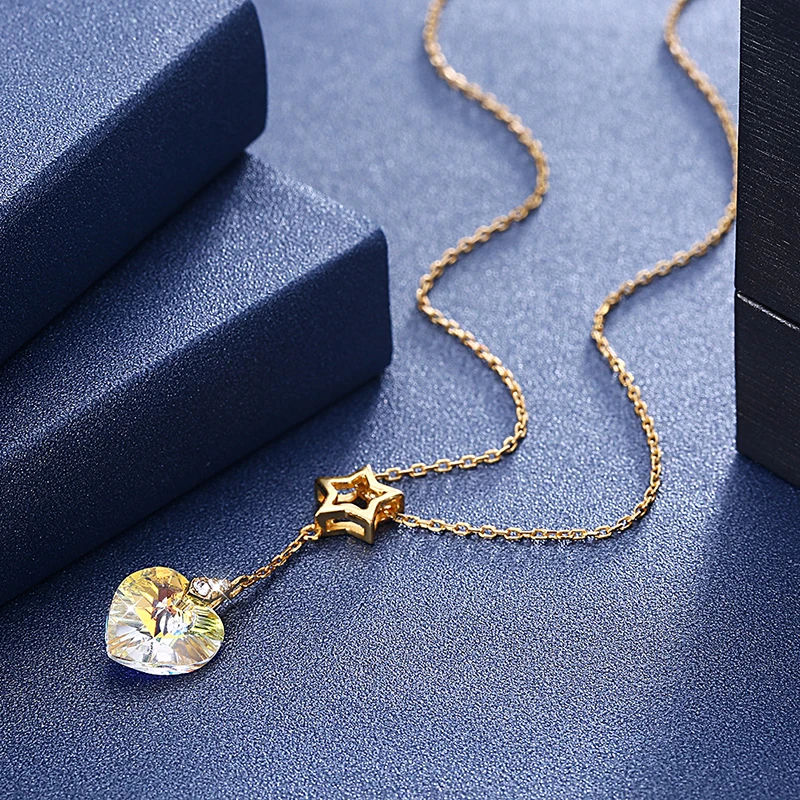 Серебряные ювелирные изделия LEKANI S925 позолоченная Длинная цепочка подвеска в