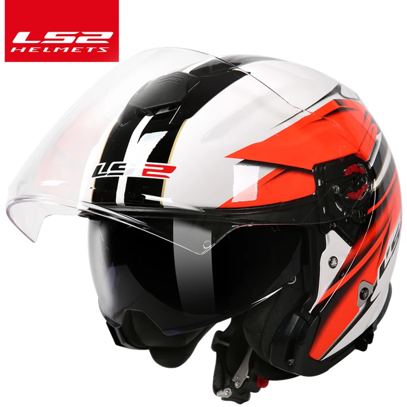 LS2 OF521 с открытым лицом moto rcycle шлем Двойные линзы гонки половина шлемы мотоциклетные шлем moto