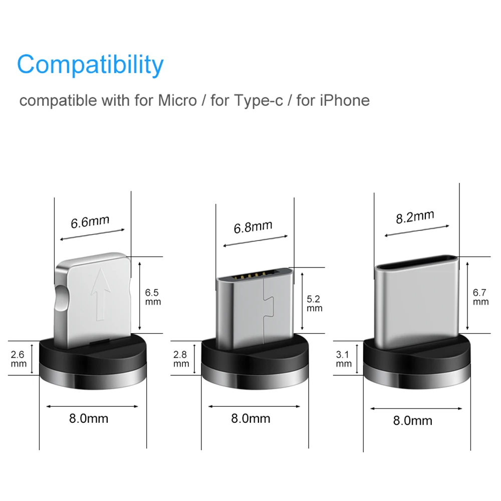 Магнитный кабель 1 м Плетеный Мобильный Тип C Магнит Micro USB зарядного устройства