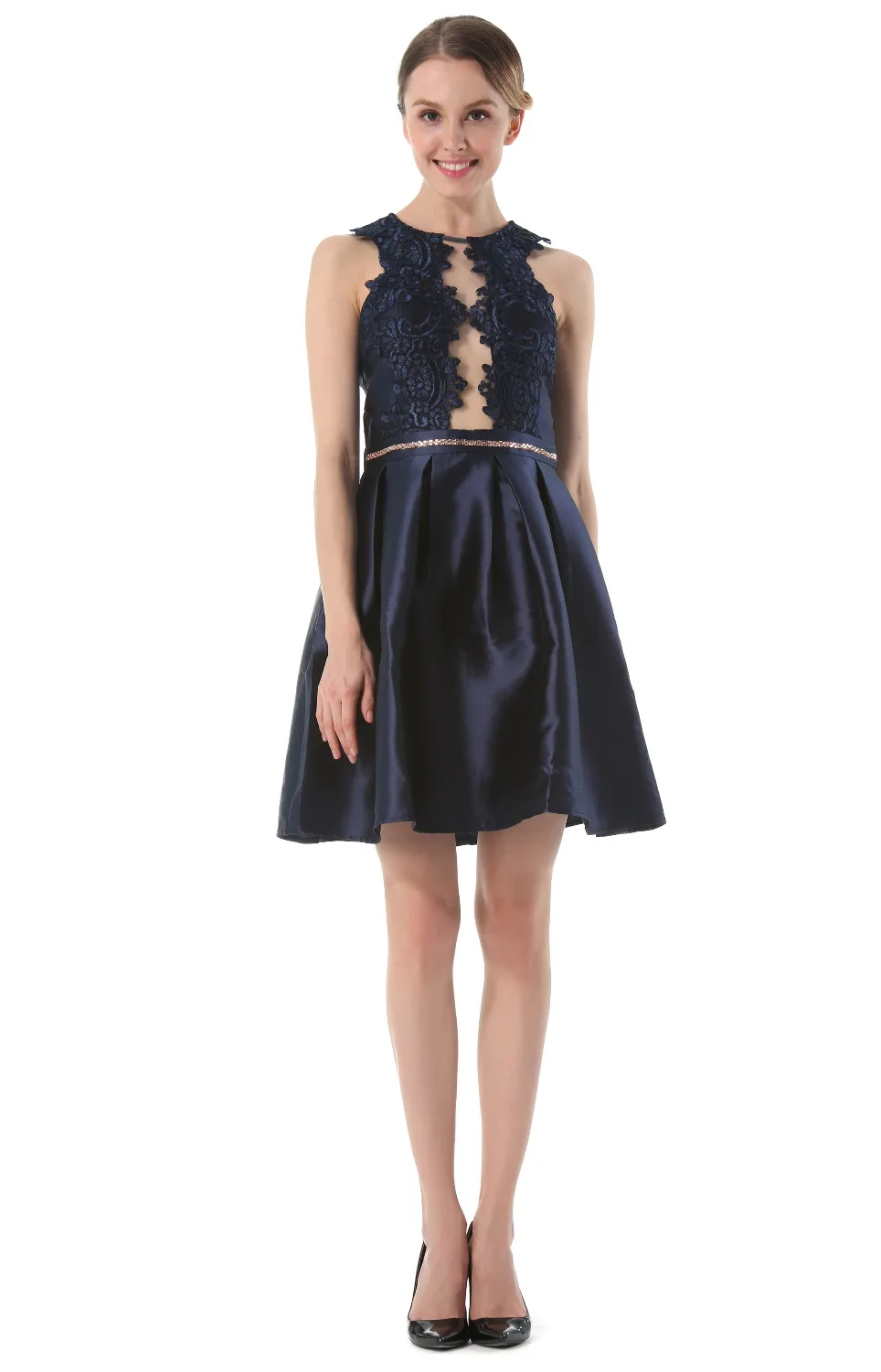 Платья для женщин S-L кружевное платье без рукавов Круглый Воротник Вышивка