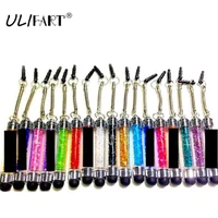 ulifart 30pcslot high quality hot selling crystal rhinestone capacitive touch screen earphone mini stylus pen for ipad tablet