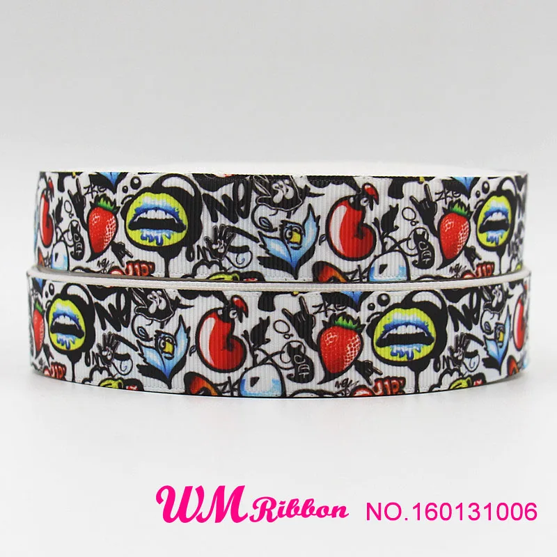 Лента Корсажная Q & N с принтом овощей 16 мм 22 25 38 50 75 ярдов/рулон|ribbon 16mm|printed grosgrain