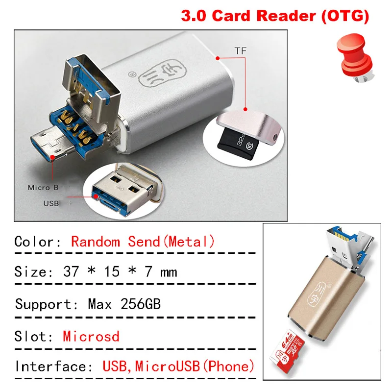 Kawau 3,0 OTG кард-ридер высокоскоростной мини-адаптер с Micro SD картой/TF слотом C326 кард-ридер для мобильного телефона