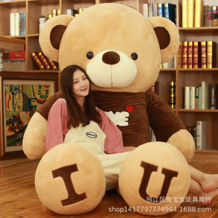 LightGrey Плюшевый медведь в свитере большой Медведь I LOVEU плюшевая игрушка кукла плюшевая милая кукла девочка объятие Медведь - Цвет: LightGrey