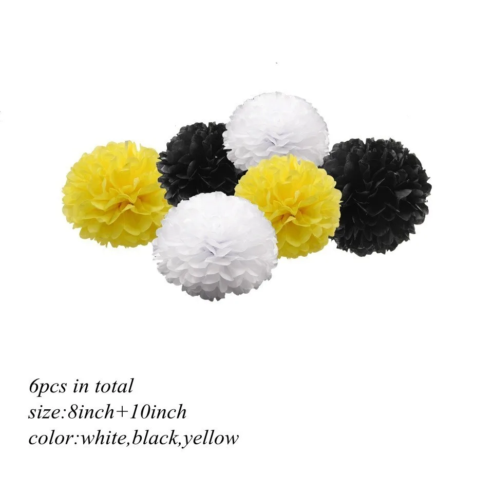 White yellow black 1 комплект, серия Honeybee, милые шары для детей, бумага для мамы и пчелы, баннер, пчела, торт, Топпер, дети, подарок вечеринка по случаю Дня рождения, украшение - Цвет: White yellow black