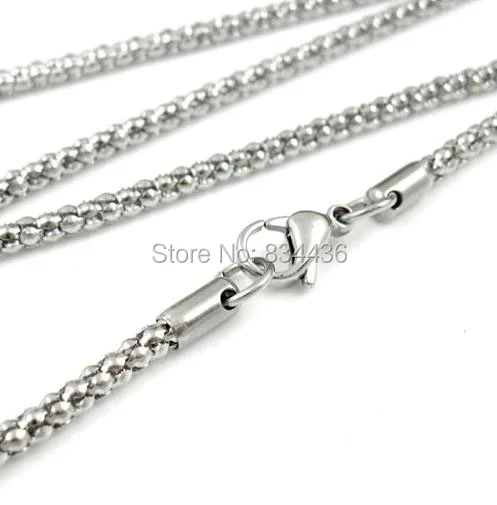Free shipping 316L 3.2mm 60 70cm Women Girls Mens Boys Necklace silver Color Tone Popcorn stainless steel Chain Jewelry | Украшения и