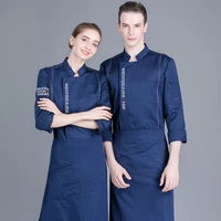 welivenice new 2018 high quality chef uniforms men women letter embroidery food services cooking clothes 5 color